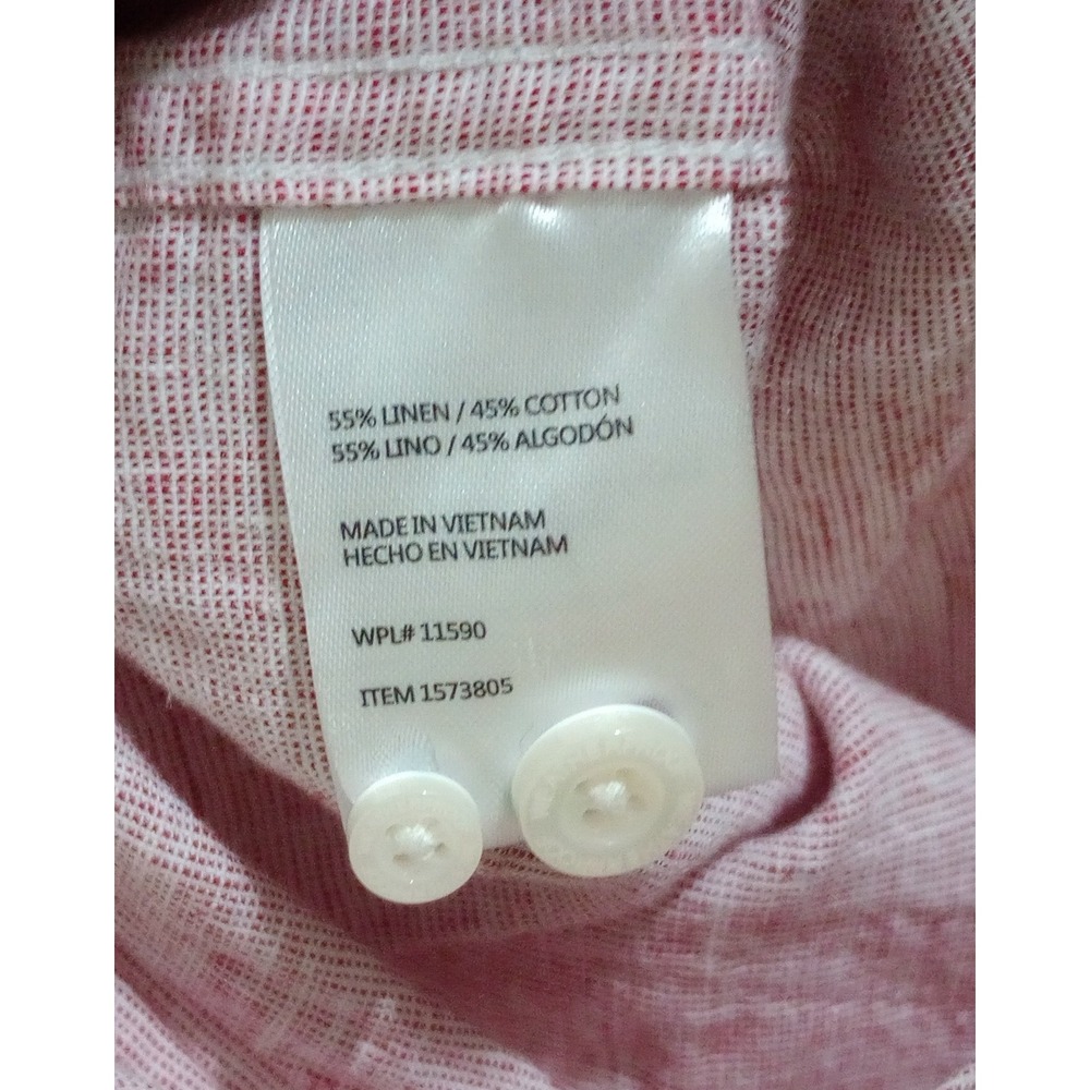 Weatherproof Vintage Mens XL Pink Washable Linen Cotton Short Sleeve Shirt - Picture 6 of 6